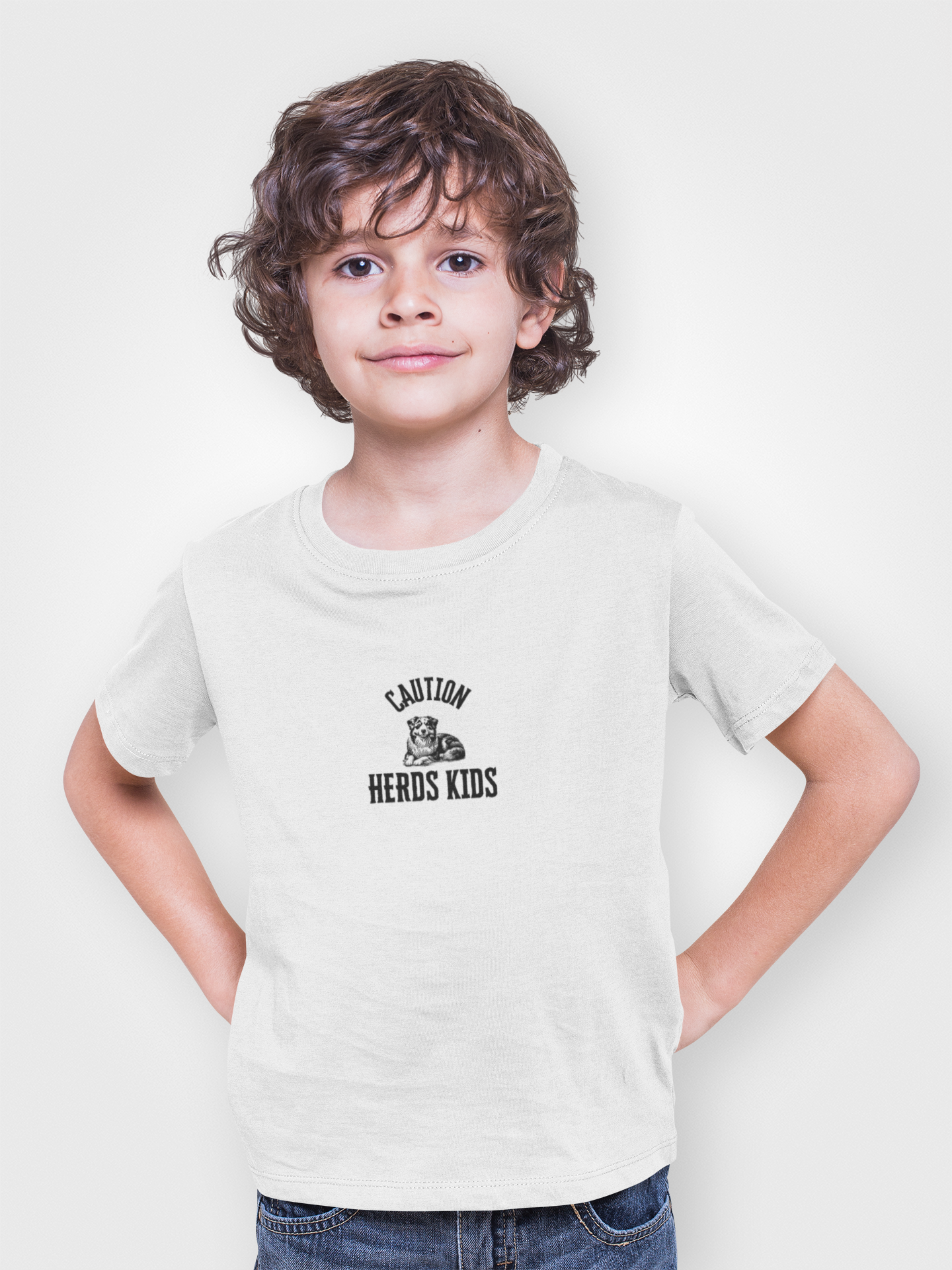 ✅ Caution: Herds Kids | Funny Australian Shepherd Shirt for Kids | Dog Lover Tee | Herding Dog Gift | Aussie Shepherd Kids T-Shirt