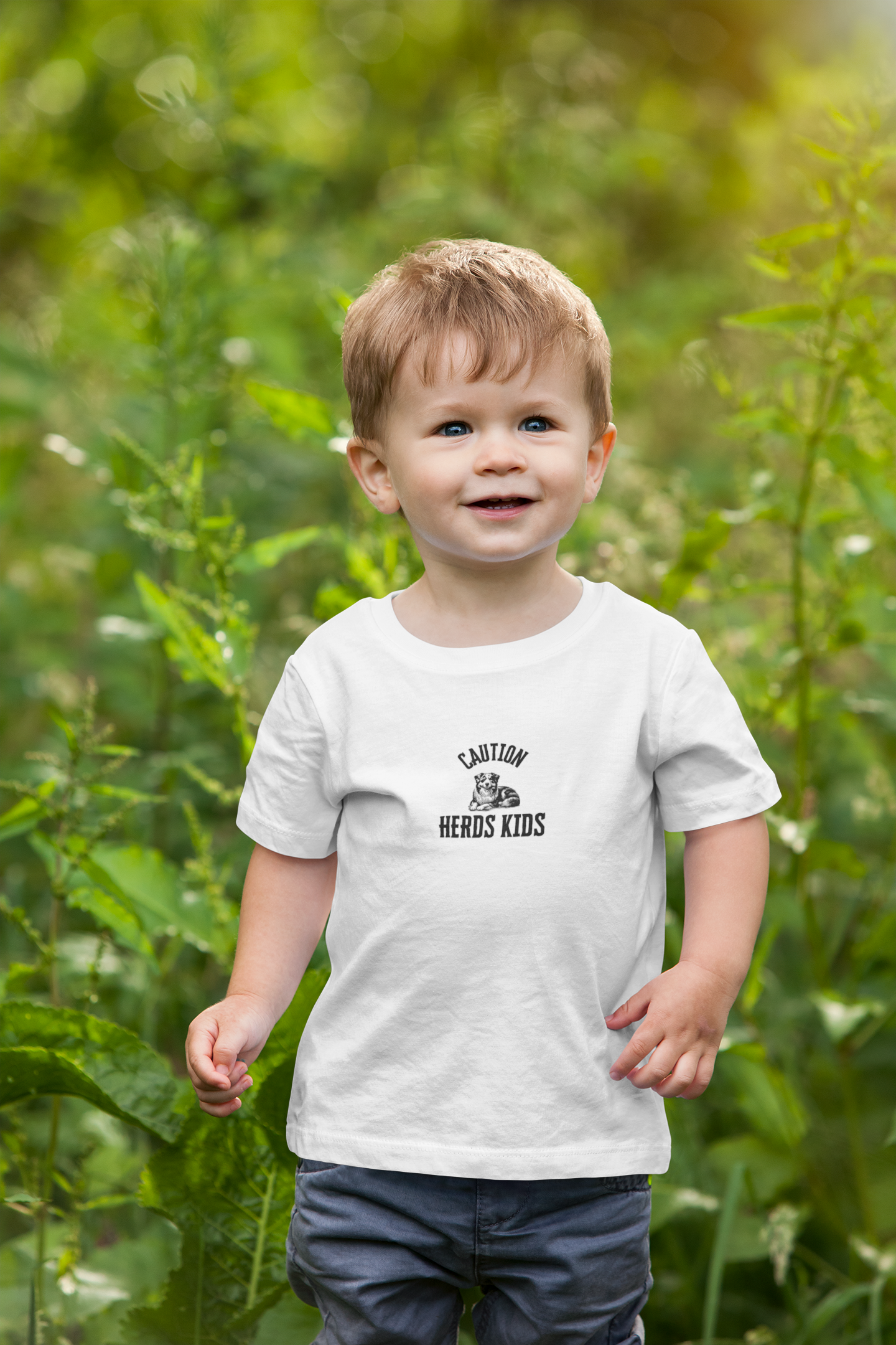 ✅ Caution: Herds Kids | Funny Australian Shepherd Shirt for Kids | Dog Lover Tee | Herding Dog Gift | Aussie Shepherd Kids T-Shirt